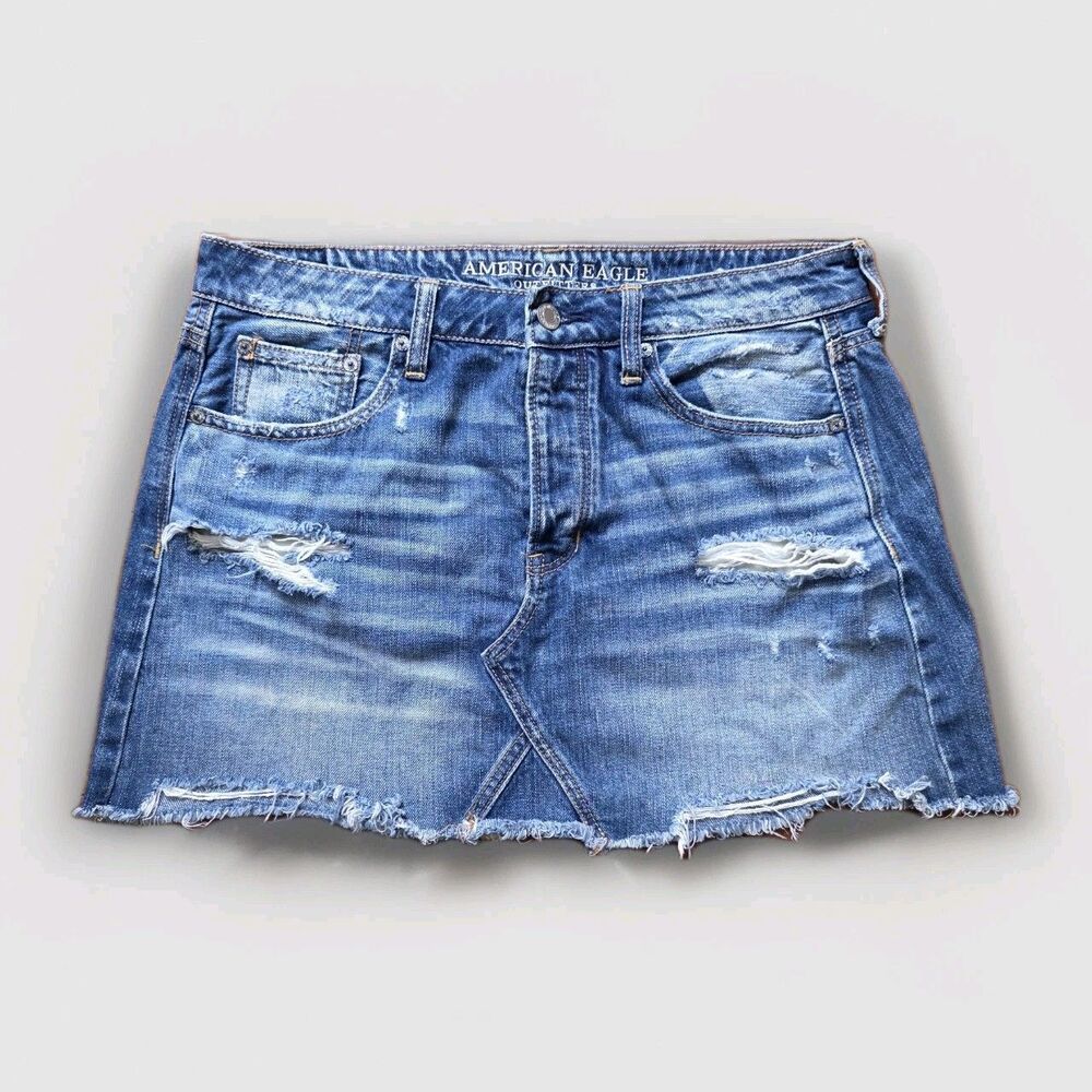 American Eagle Distressed Denim Hi-rise Festival Mini Skirt - Size 10